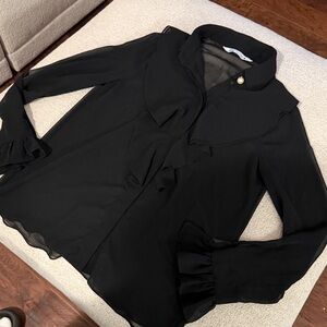 Zara ruffle button up blouse